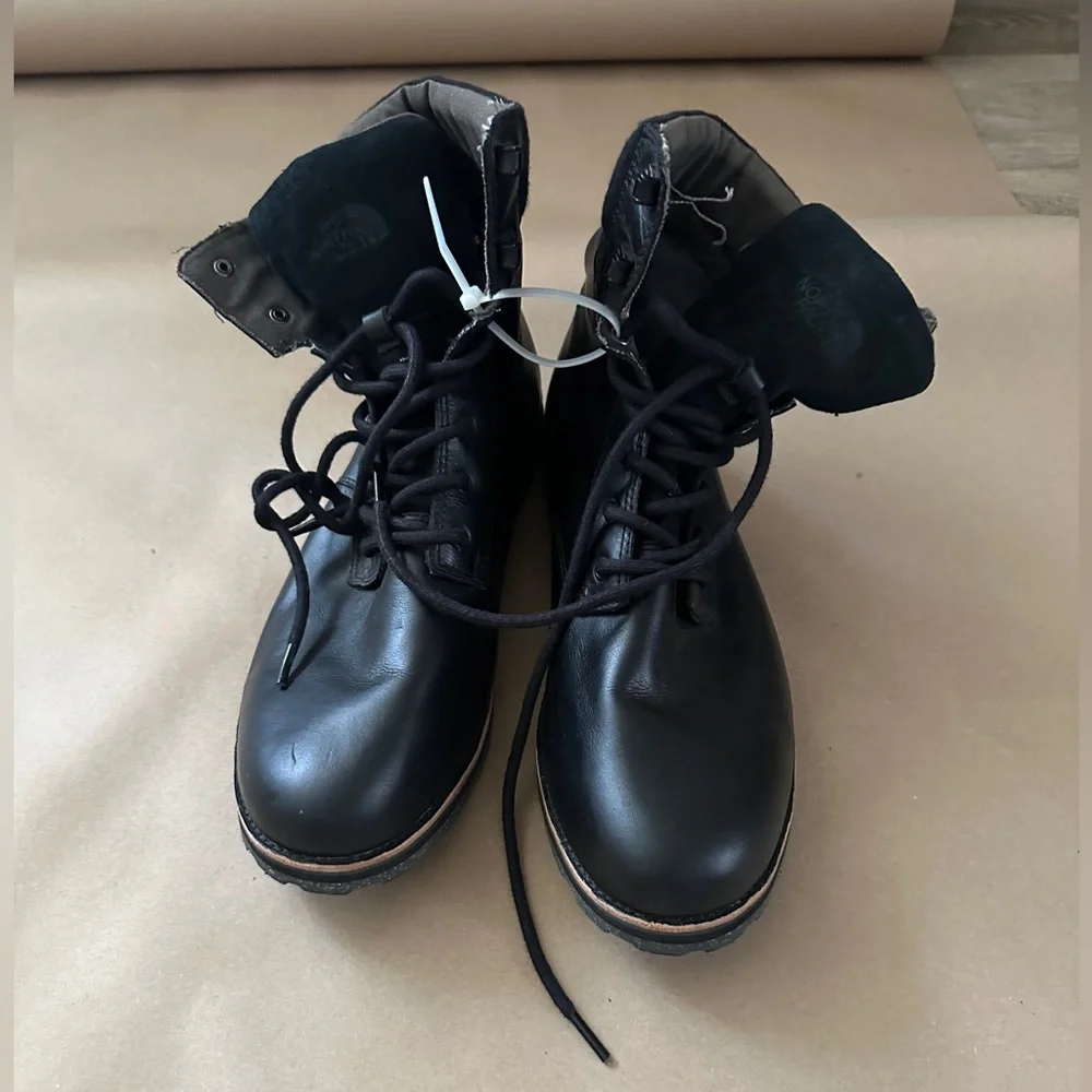 THE NORTH FACE 100 Gram Black Leather Boots Lace-Up SIZE 14 MEN’S Rugged Outdoor - Picture 8 of 14